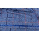 100% Pure Wool Yorkshire Tweed Fabric Blue Windowpane Named Listing AB7